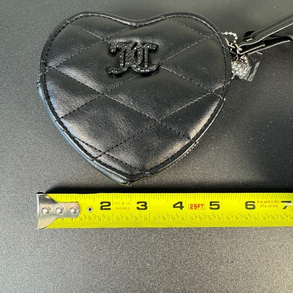 Juicy Couture Black Liquorice Faux Leather Heart Zip Around Purse Wallet - NWT - Picture 6 of 8